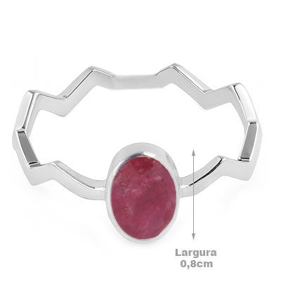 Anel de Prata com Rubi - 66841