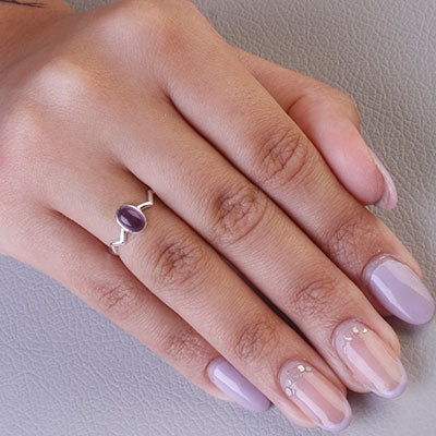 Anel de Prata com Ametista - 66843