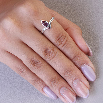 Anel de Prata com Ametista - 66854