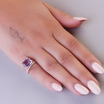 Anel de Prata com Ametista - 66863