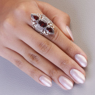Anel de Prata com Granada - 66865