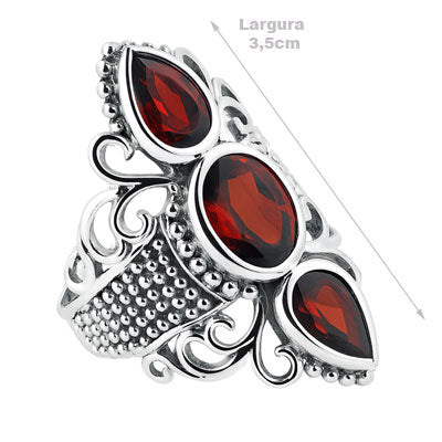 Anel de Prata com Granada - 66865