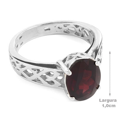 Anel de Prata com Granada - 66869