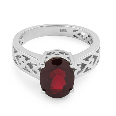 Anel de Prata com Granada - 66869