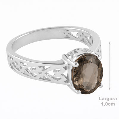 Anel de Prata com Quartzo Fumê - 66870