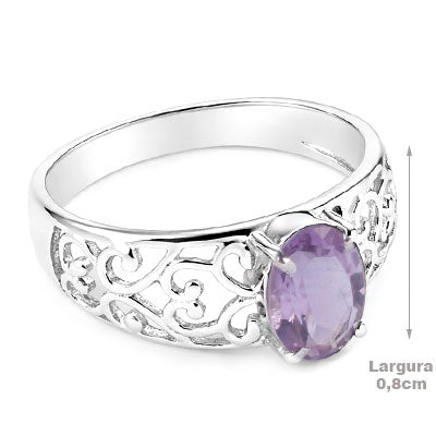 Anel de Prata com Ametista - 66873