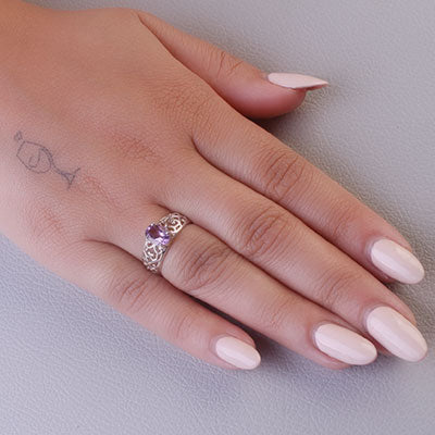 Anel de Prata com Ametista - 66873