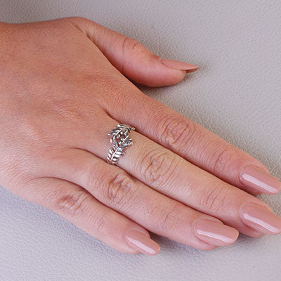 Anel de Prata Folha - 66936