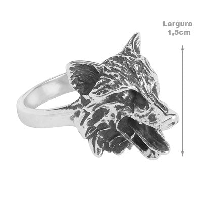 Anel de Prata Lobo - 66980