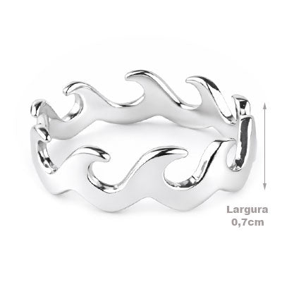 Anel de Prata Onda - 66983