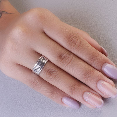 Anel de Prata Folha/Pena - 66994