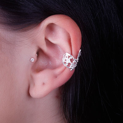 Piercing de Prata Pressão para Orelha - 67074