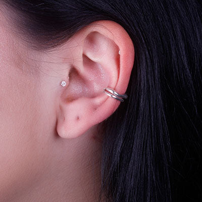 Piercing de Prata Pressão para Orelha - 67078