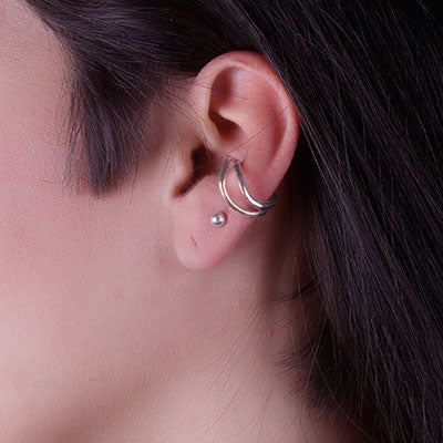 Piercing de Prata Pressão para Orelha - 67083