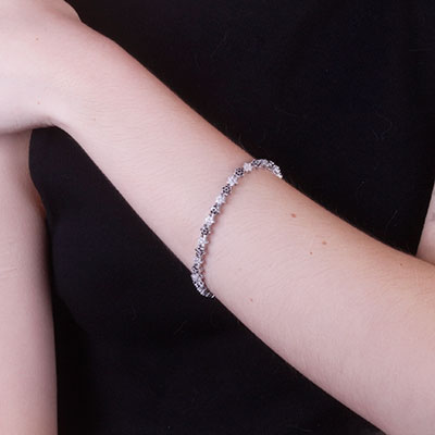 Pulseira de Prata Flor - 67094