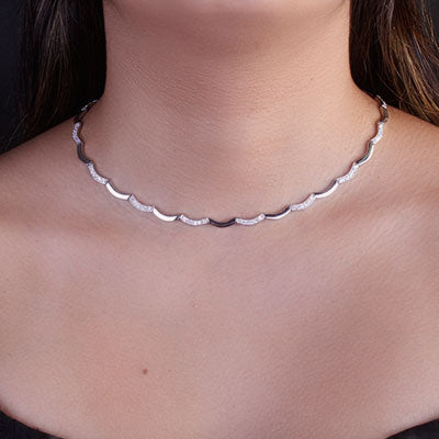 Gargantilha de Prata com Zircônia - 67111