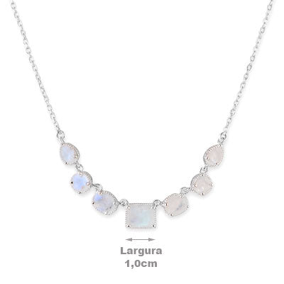 Gargantilha de Prata com Pedra da Lua - 67134