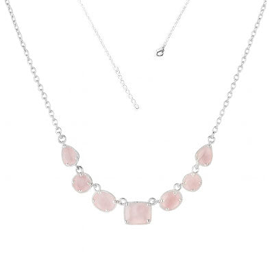Gargantilha de Prata com Quartzo Rosa - 67135