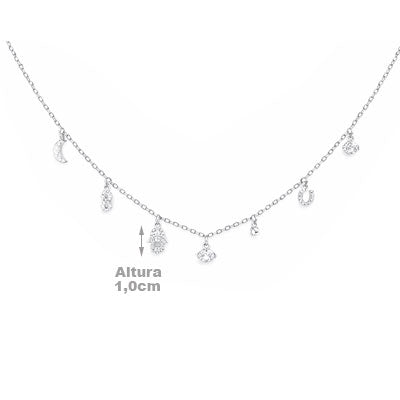 Gargantilha de Prata com Pingentes - 67173