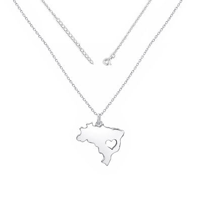Gargantilha de Prata Mapa do Brasil - 67175 - soprata