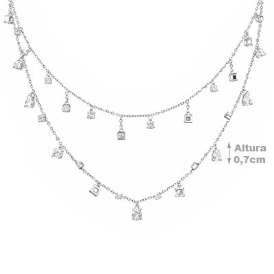 Gargantilha de Prata com Zircônias - 67181