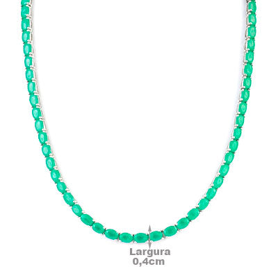 Gargantilha de Prata com Esmeralda - 67192