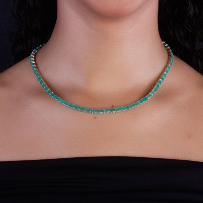 Gargantilha de Prata com Esmeralda - 67192