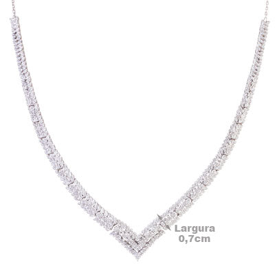 Gargantilha de Prata com Zircônia - 67193