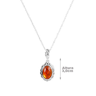 Gargantilha de Prata com Âmbar - 67203 - soprata