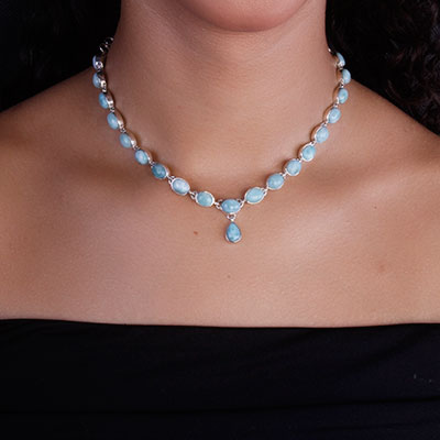 Gargantilha de Prata com Larimar - 67215