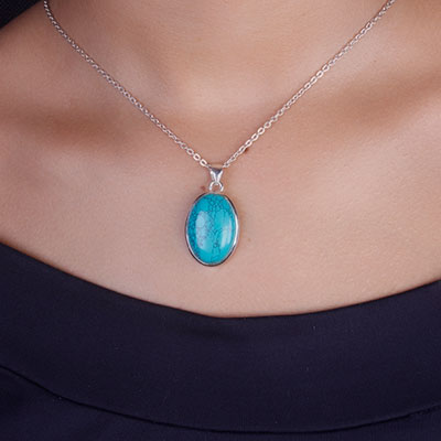 Pingente de Prata com Turquesa - 67328