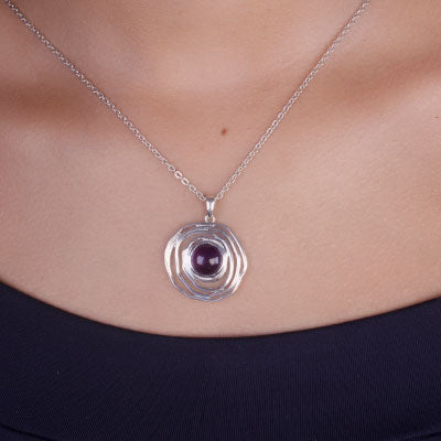 Pingente de Prata com Ametista - 67341