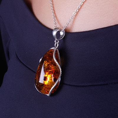 Pingente de Prata com Âmbar - 67352