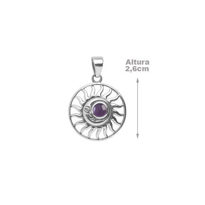 Pingente de Prata com Ametista - 67366