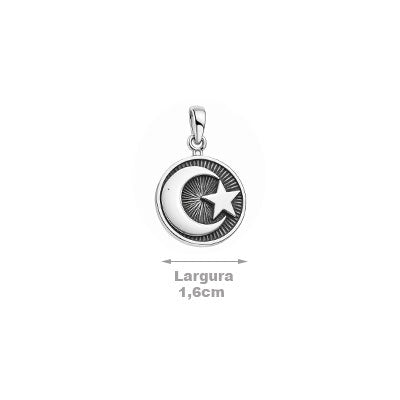Pingente de Prata Lua e Estrela - 67419