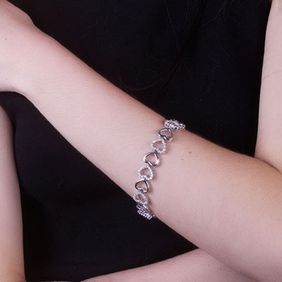 Pulseira de Prata Coração - 67525
