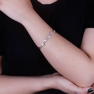 Bracelete de Prata com Zircônia - 67542