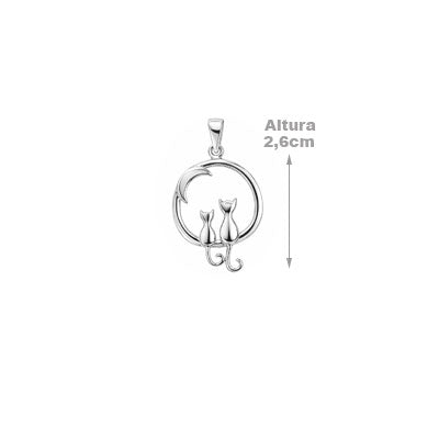 Pingente de Prata Gatos - 67596