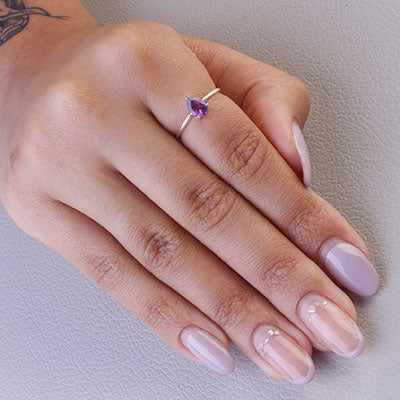 Anel de Prata com Ametista - 67683