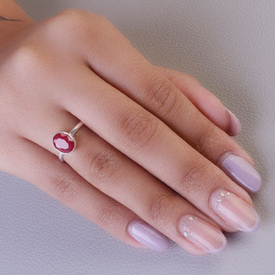 Anel de Prata com Rubi - 67701