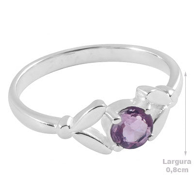 Anel de Prata com Ametista - 67709