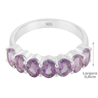 Anel de Prata com Ametista - 67710
