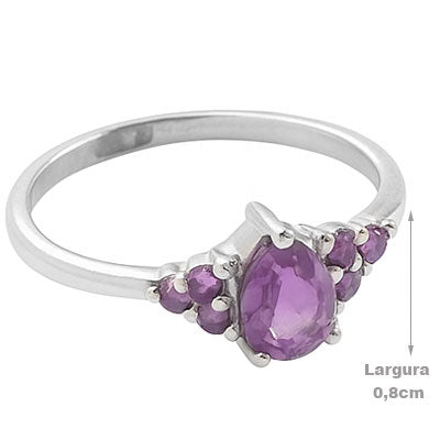 Anel de Prata com Ametista - 67727