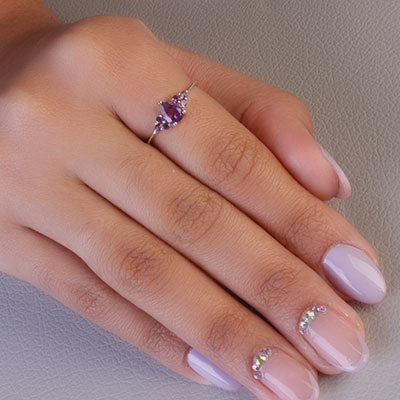 Anel de Prata com Ametista - 67727