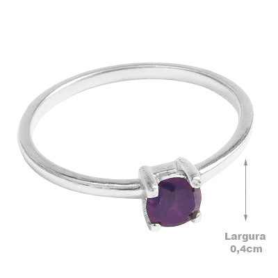 Anel de Prata com Ametista - 67737