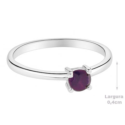 Anel de Prata com Ametista - 67737