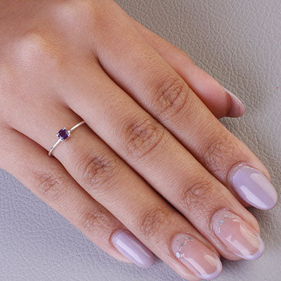 Anel de Prata com Ametista - 67737