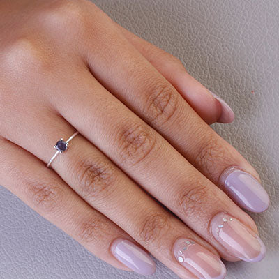 Anel de Prata com Safira - 67738