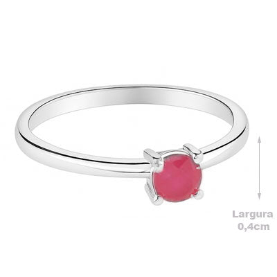 Anel de Prata com Rubi - 67739