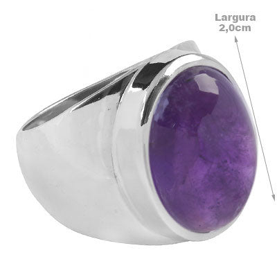 Anel de Prata com Ametista - 67744